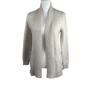 Abercrombie‎ & Fitch Sweater Womens XS Cream Open Front Cardigan Knit Grandma
